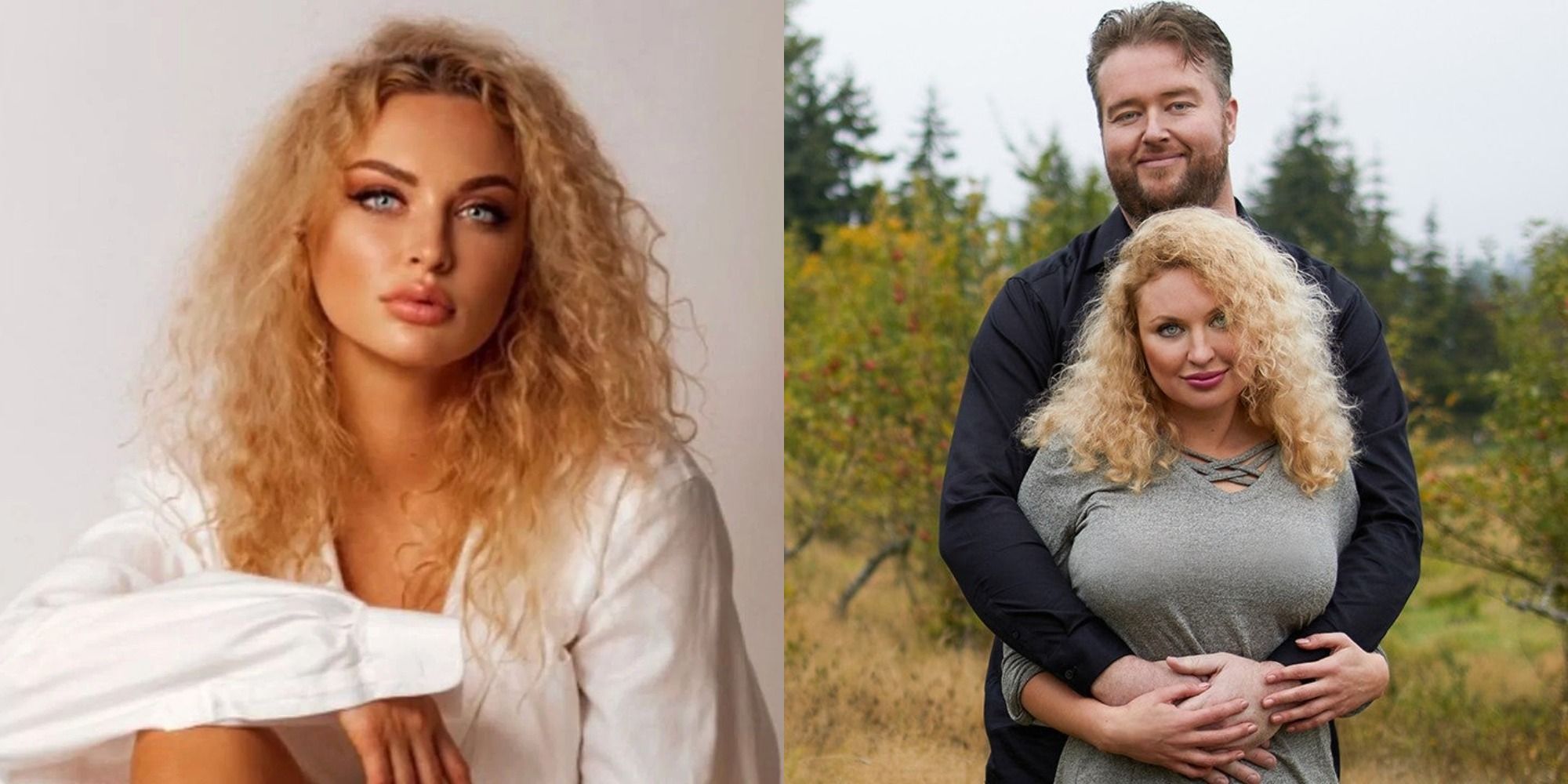 Split image showing Natalie alone and with Mike in 90 Day Fiancé.