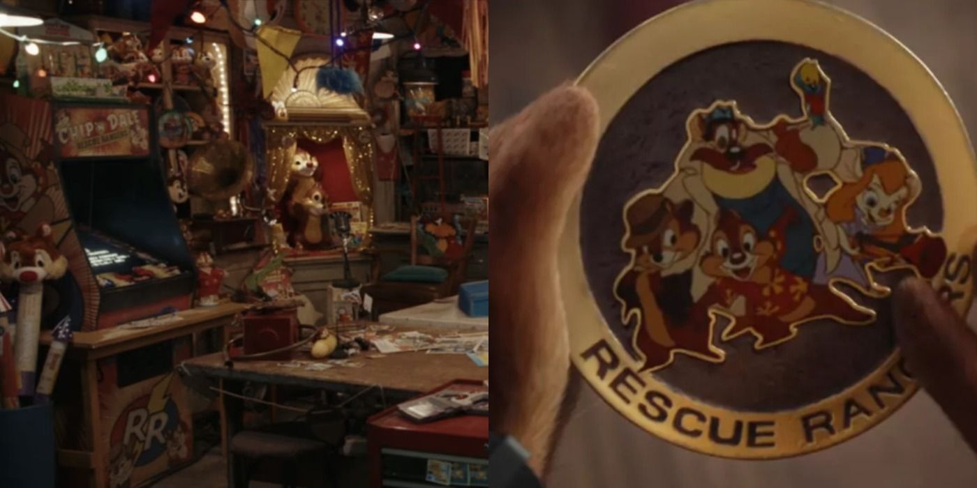 Split image of a Rescue Rangers room and pog