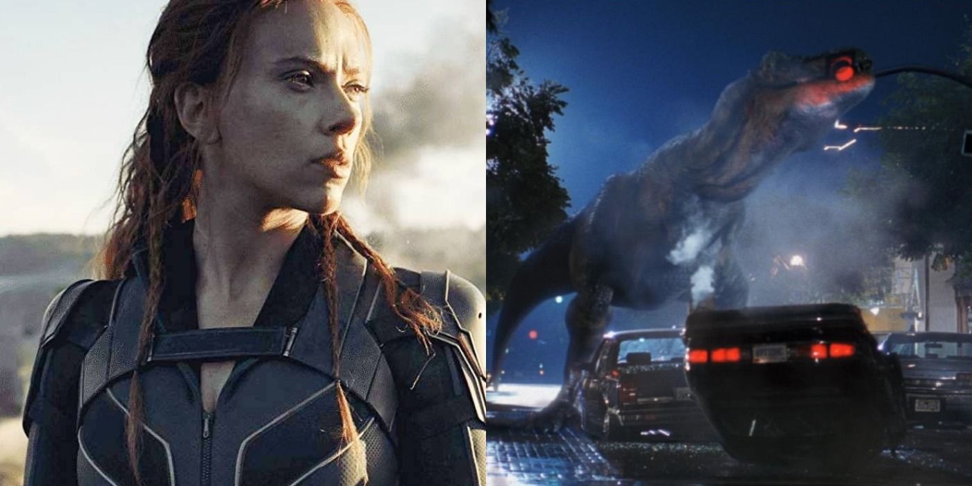 A split screen image of Black Widow and Lost World.
