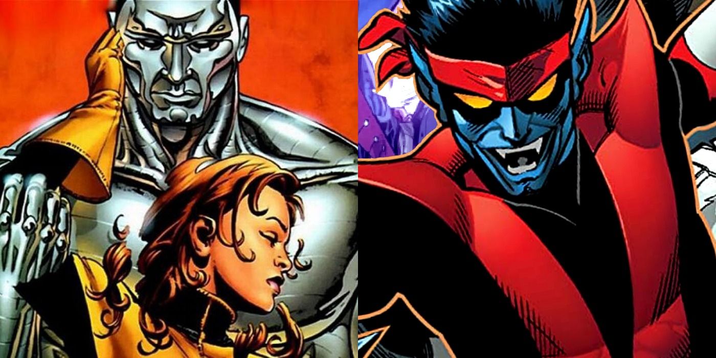 A split screen of Colossus, Kitty Pryde and Nightcrawler.