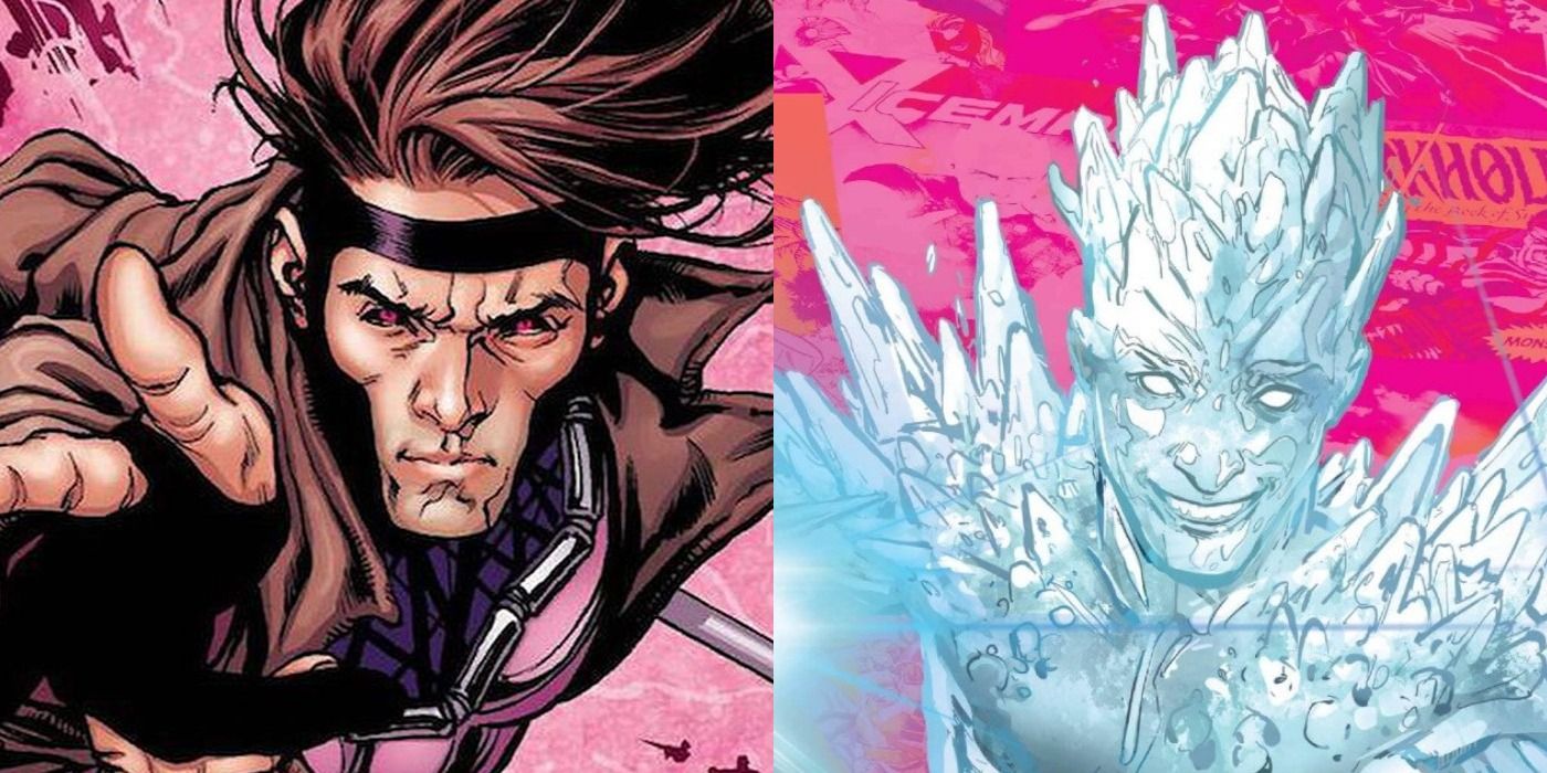A split screen of Gambit and Ice-Man.