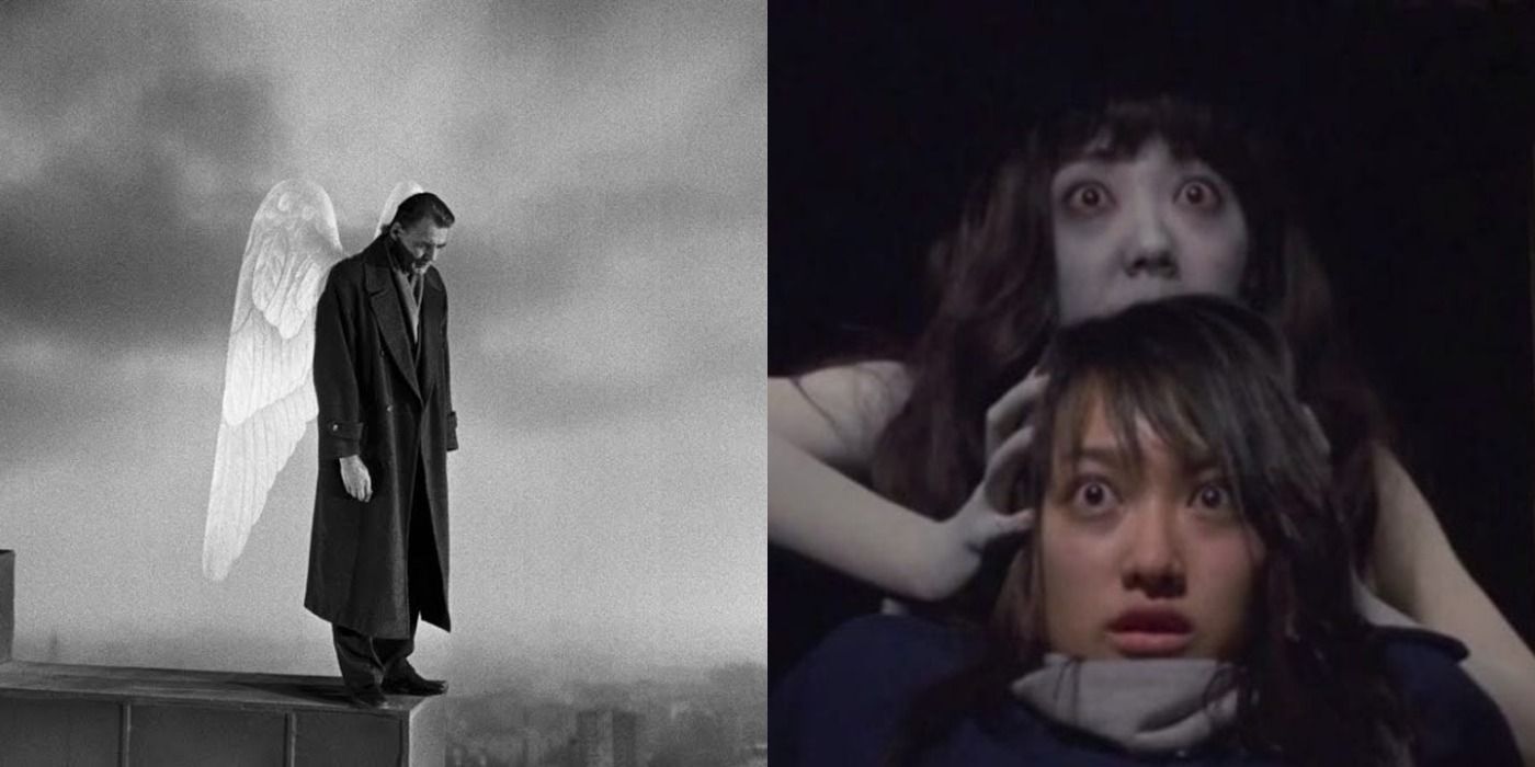 A split screen of Wings of Desire and The Grudge.