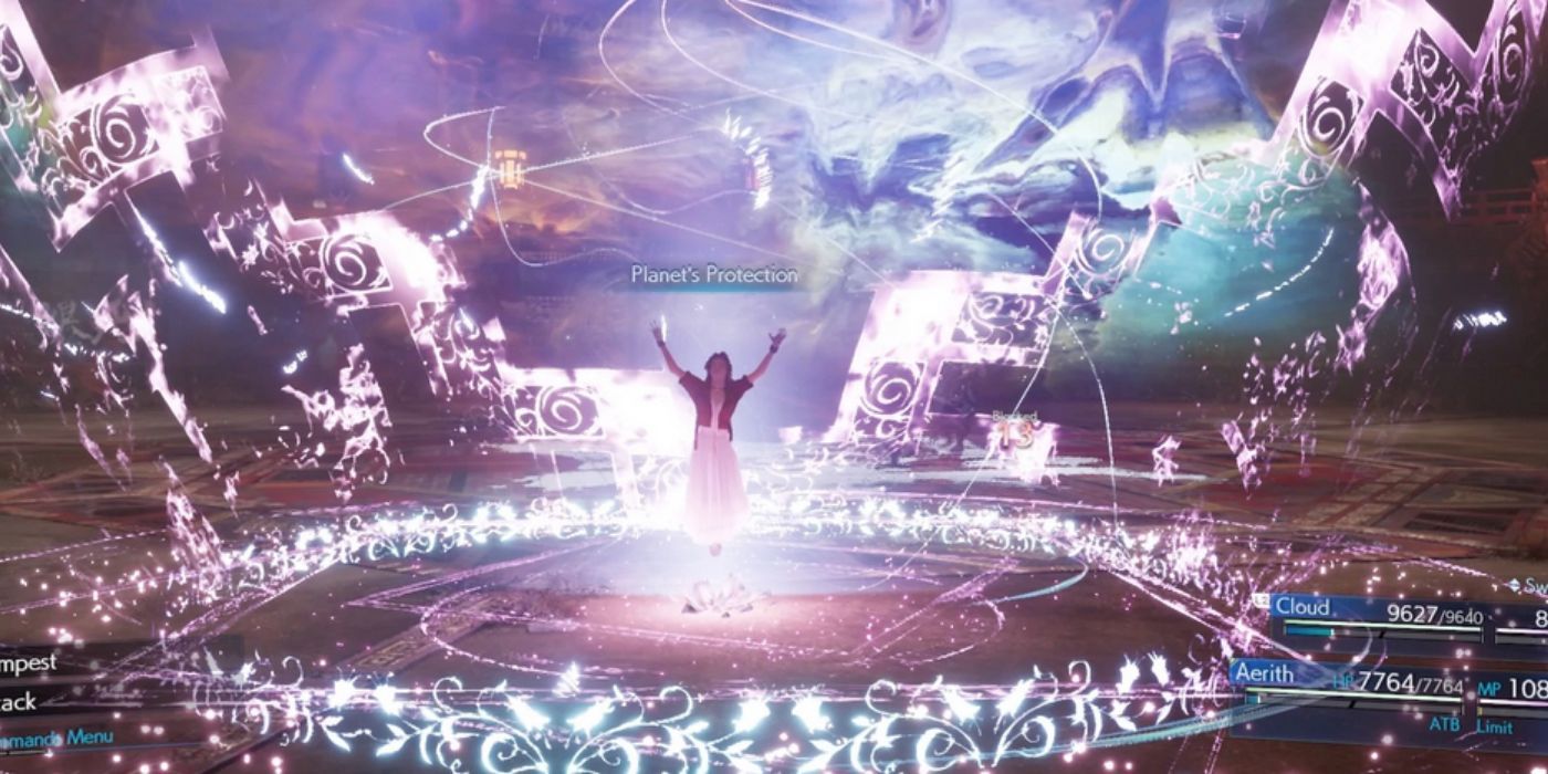 Aerith doing planet&rsquo;s protection in Final Fantasy 7