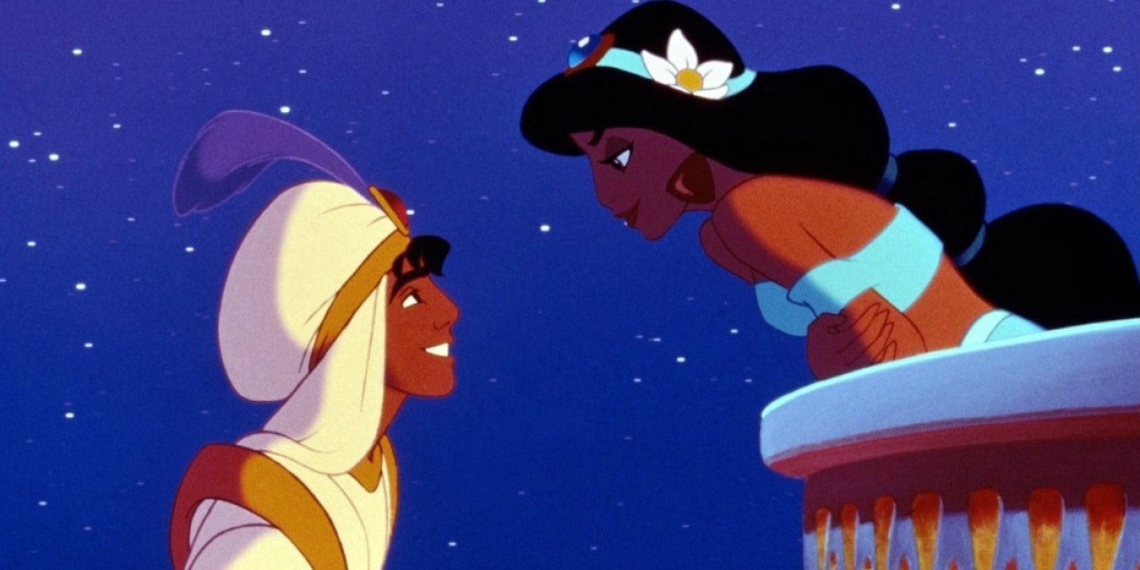 Aladdin inviting Jasmine on a magic carpet ride