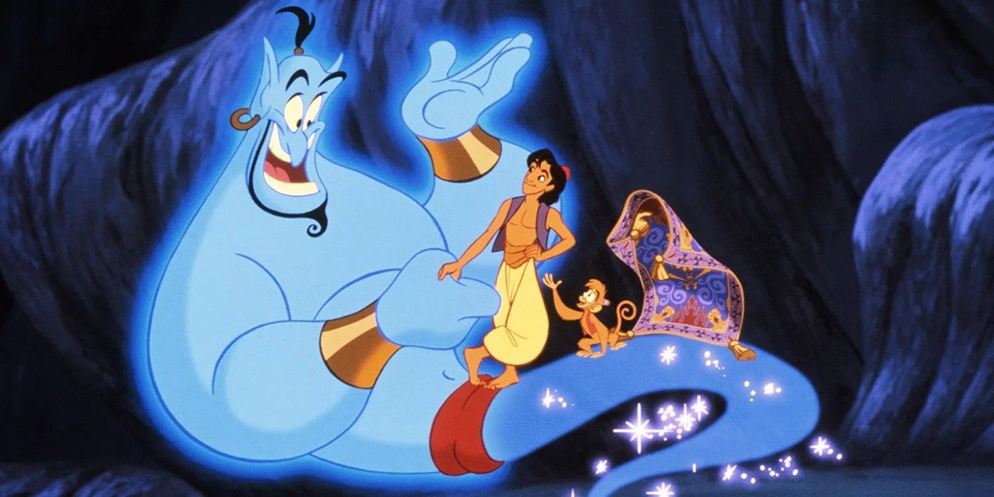 Aladdin, Genie, Magic Carpet and Abu