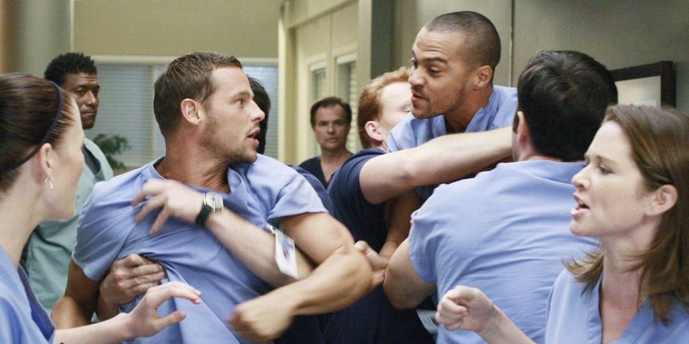 Alex and Jackson fighting in Grey's Anatomy 