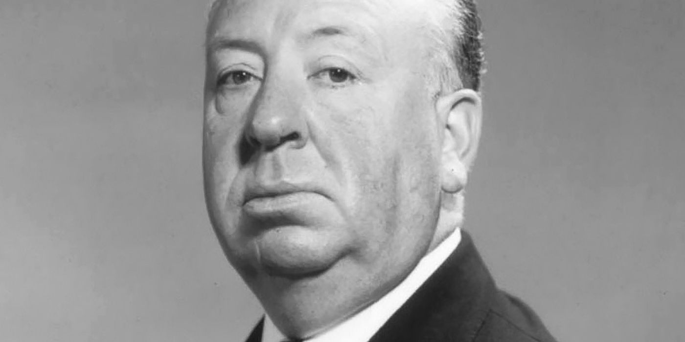 Alfred Hitchcock looking at the camera.
