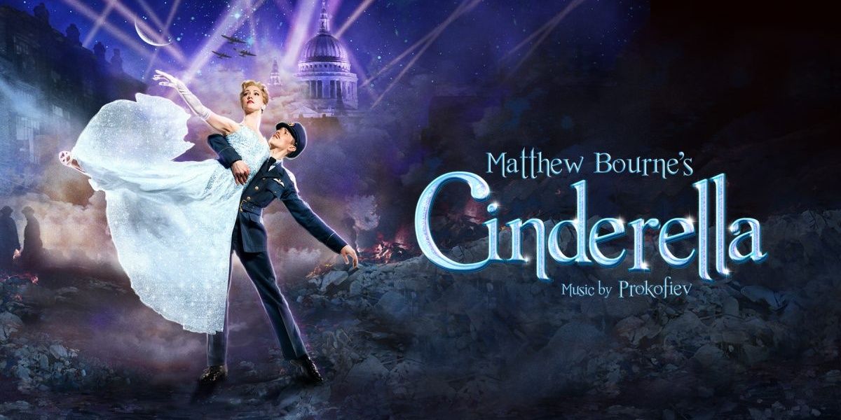 An RAF pilot dancing with Cinderella in Matthew Bourne's Cinderella