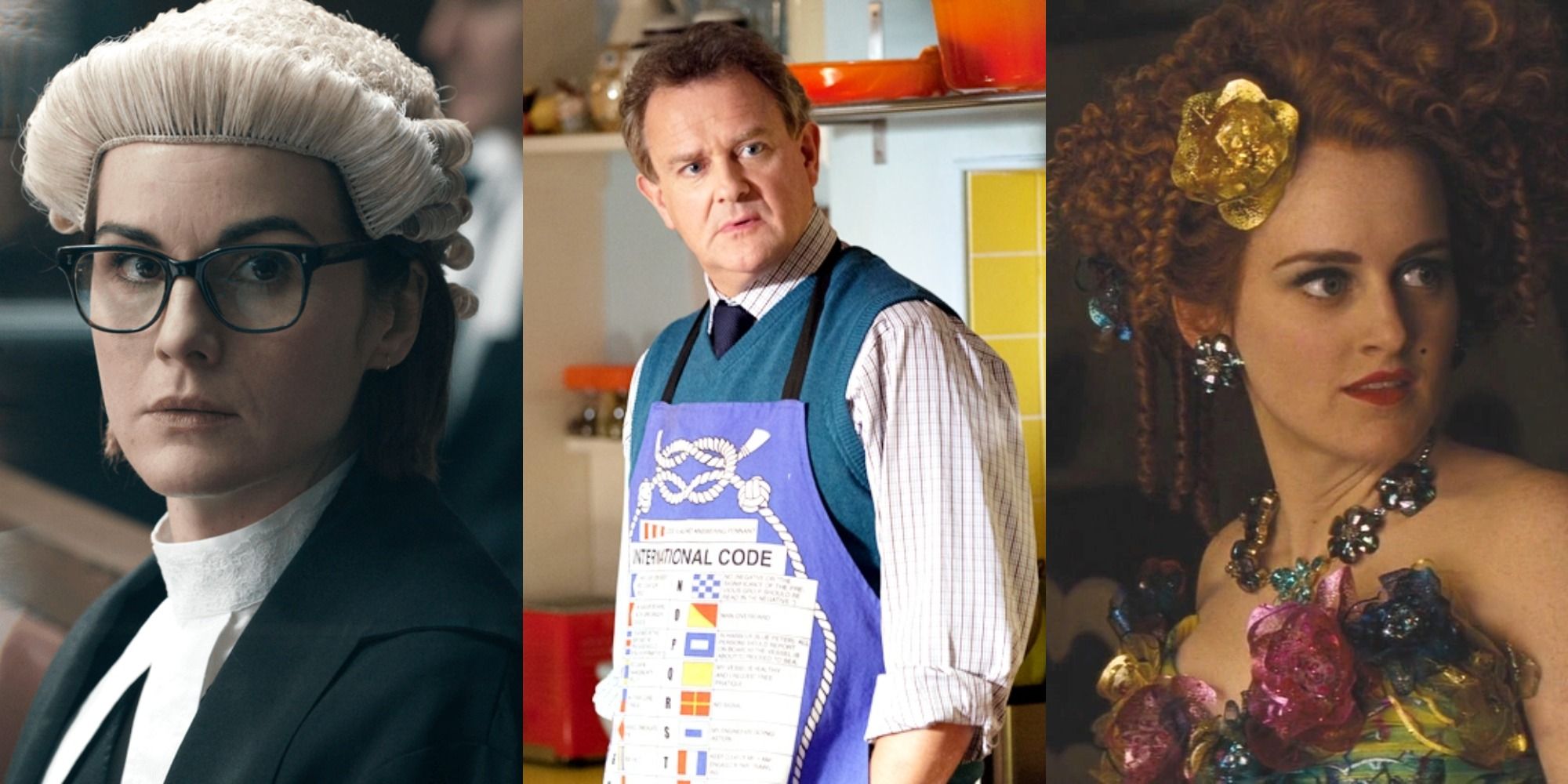 An image of Michelle Dockery in Anatomy of a Scandal, Hugh Bonneville in Paddington, and Sophie McShera in Cinderella