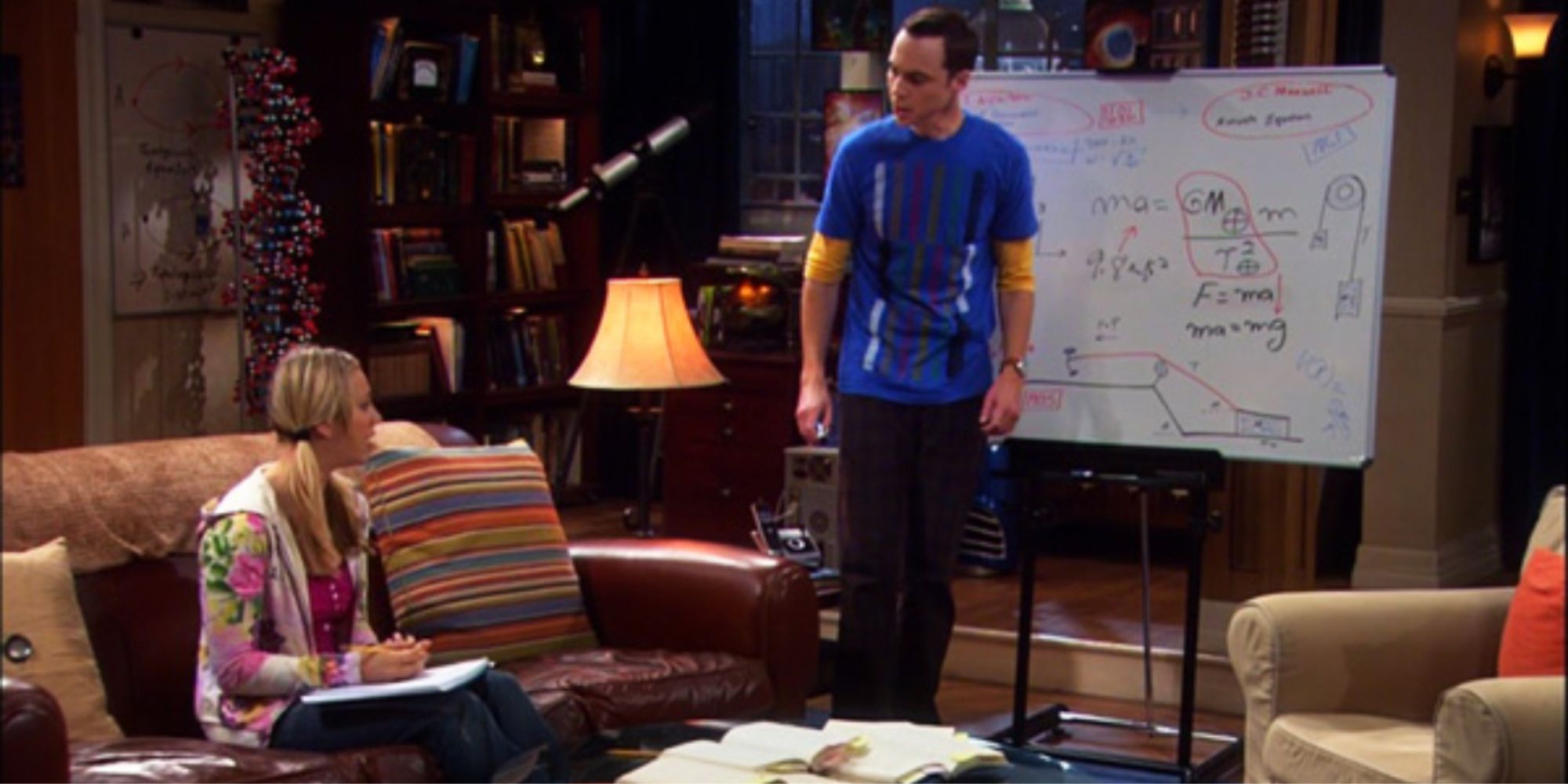 An image of Sheldon teaching Penny in The Big Bang Theory