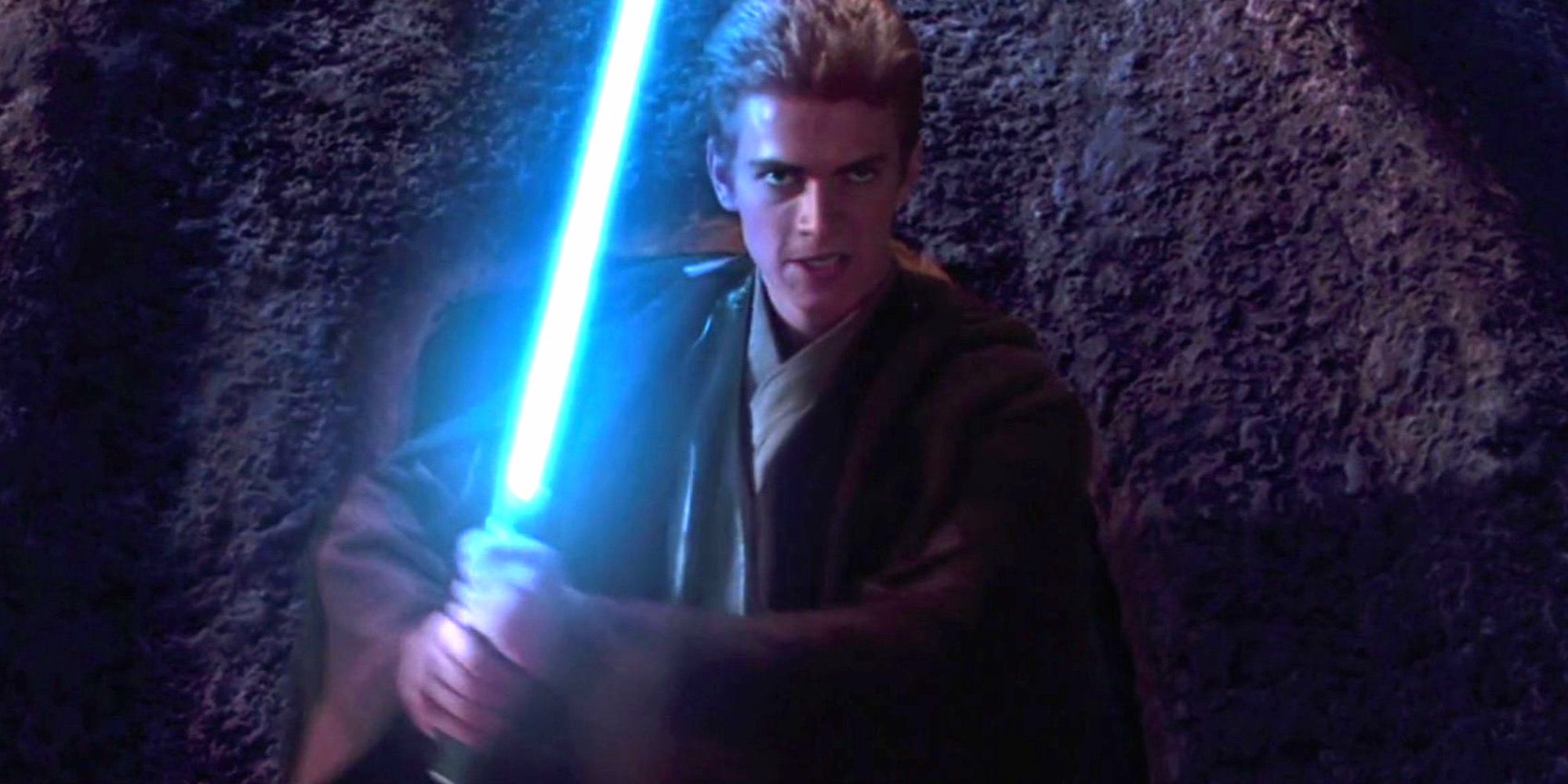 Anakin Skywalker prepares to slaughter the Tusken Raiders in Attack of the Clones