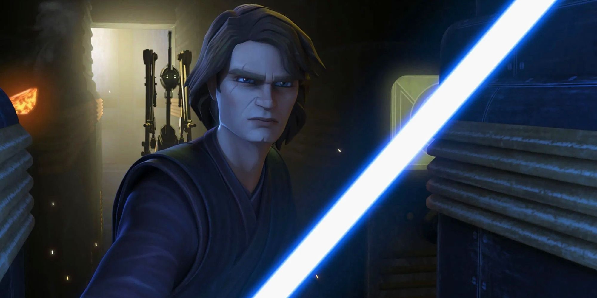 Anakin Skywalker in a hallway in Star Wars The Clone Wars