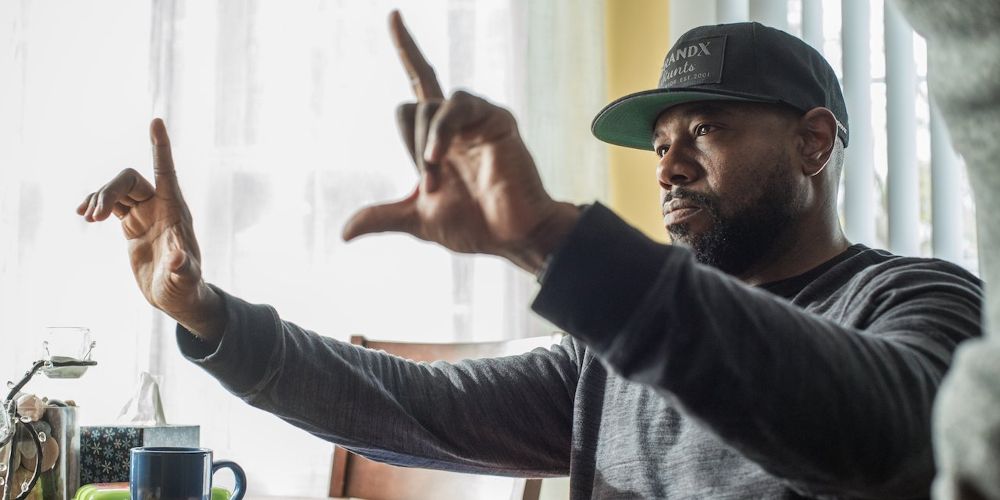 Antoine Fuqua frames a shot with his hands