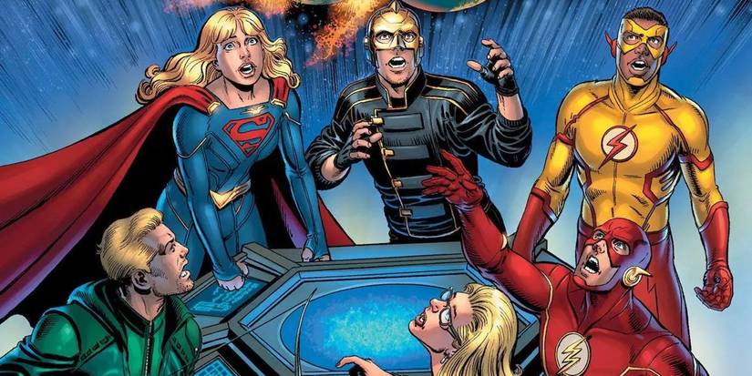 Arrowverse comic with Supergirl, Green Arrow, the Flash, and more.