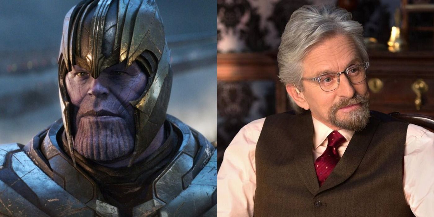 Split image showing Thanos and Hank Pym in the MCU.