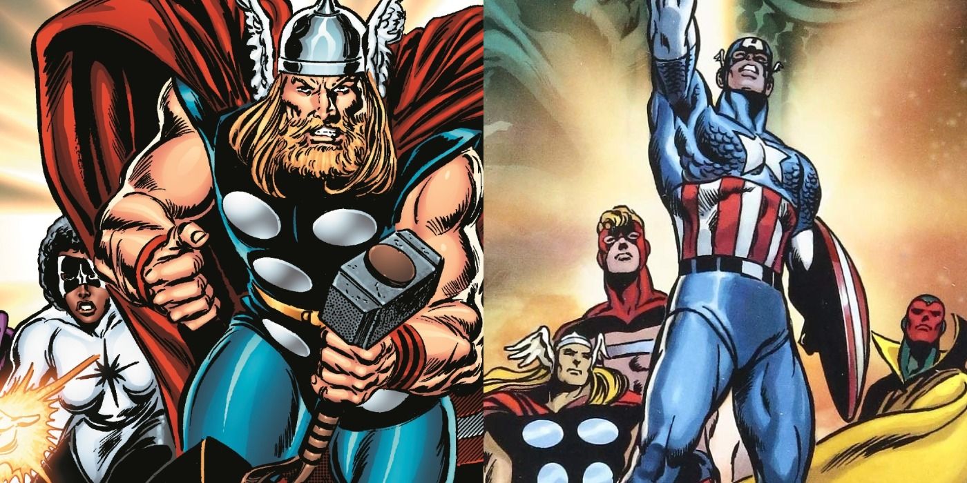 Split image of Thor and Captain America in the comics