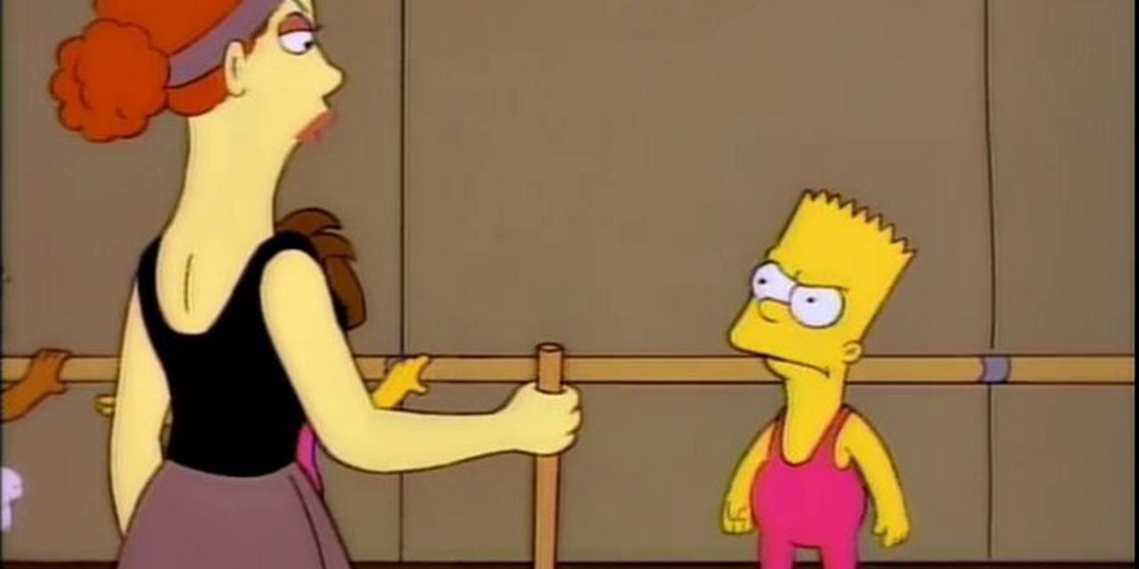 Bart takes a ballet class in The Simpsons