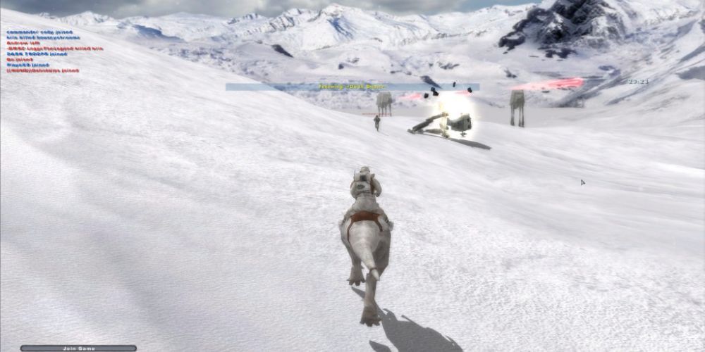 A rebel races into battle on Hoth in Battlefront II