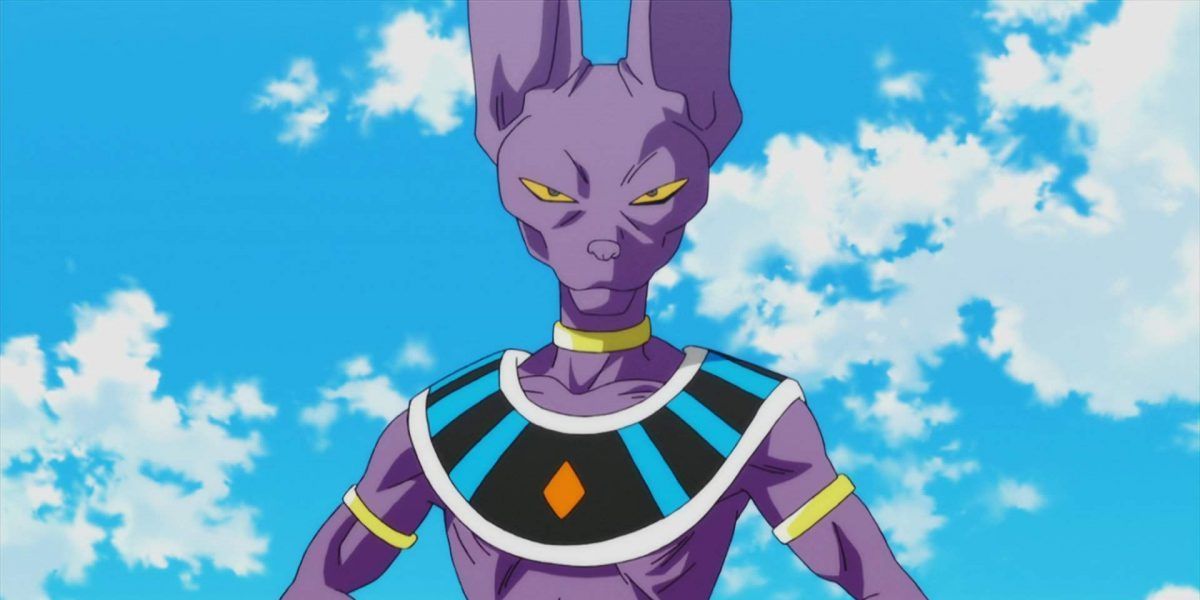 Beerus looking serious in Dragon Ball Super.