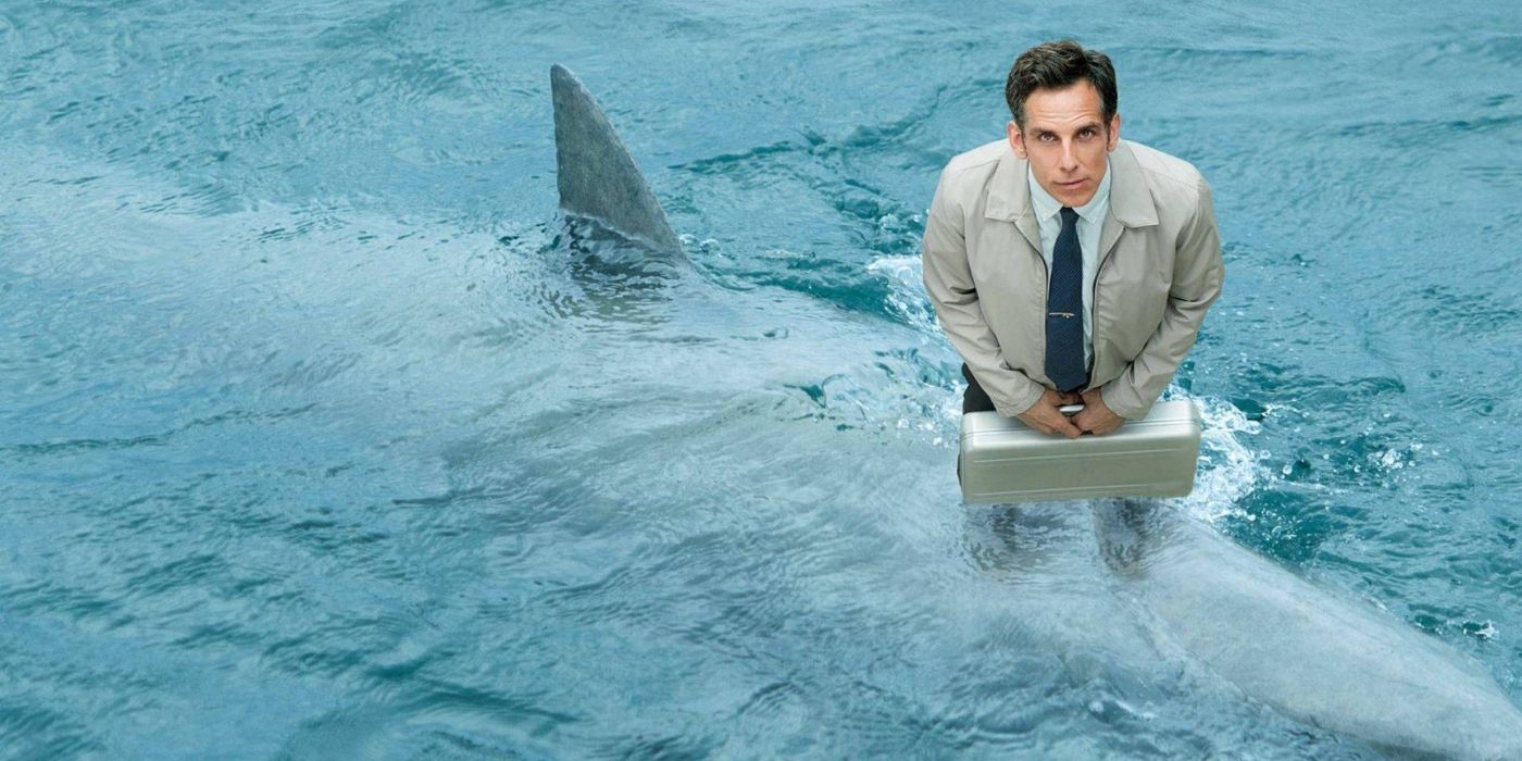 Mitty standing on a shark