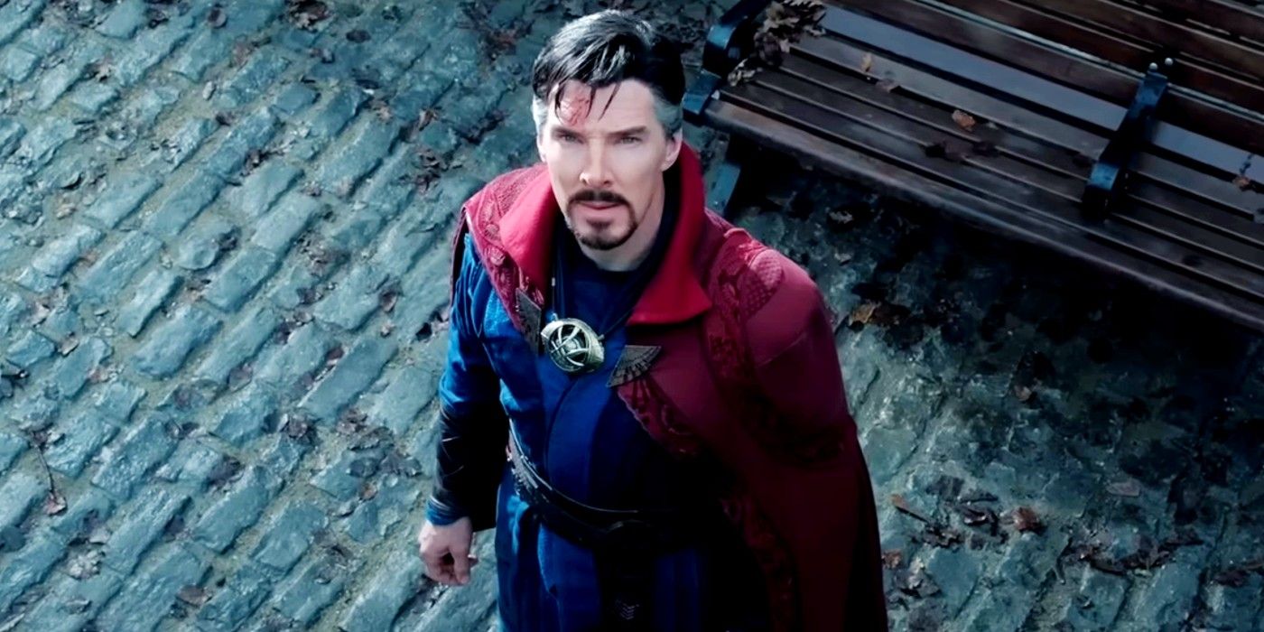 Benedict Cumberbatch as Doctor Strange looking up in Multiverse of Madness