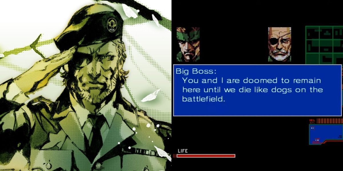 Big Boss salutes The Boss in MGS3 and Big Boss telling Snake they're destined to fight forever in Metal Gear 2.