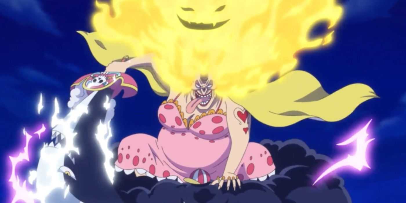 Big Mom in a fight in One Piece.