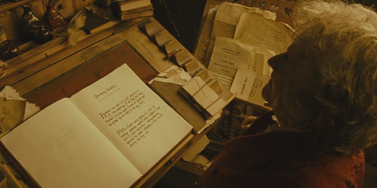 Bilbo Baggins records his story in the Red Book of Westmarch