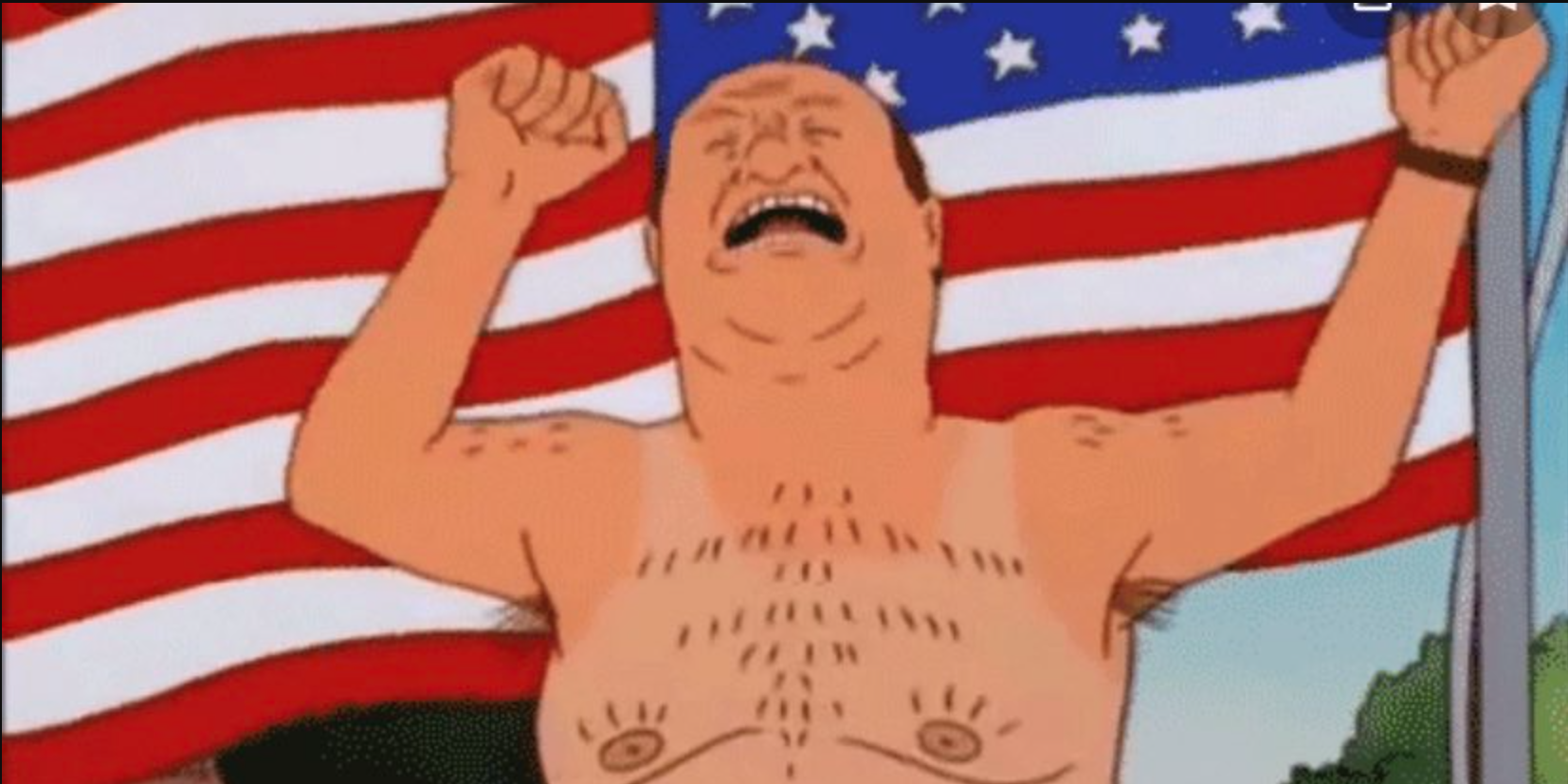 Bill Dauterive in front of the American flag