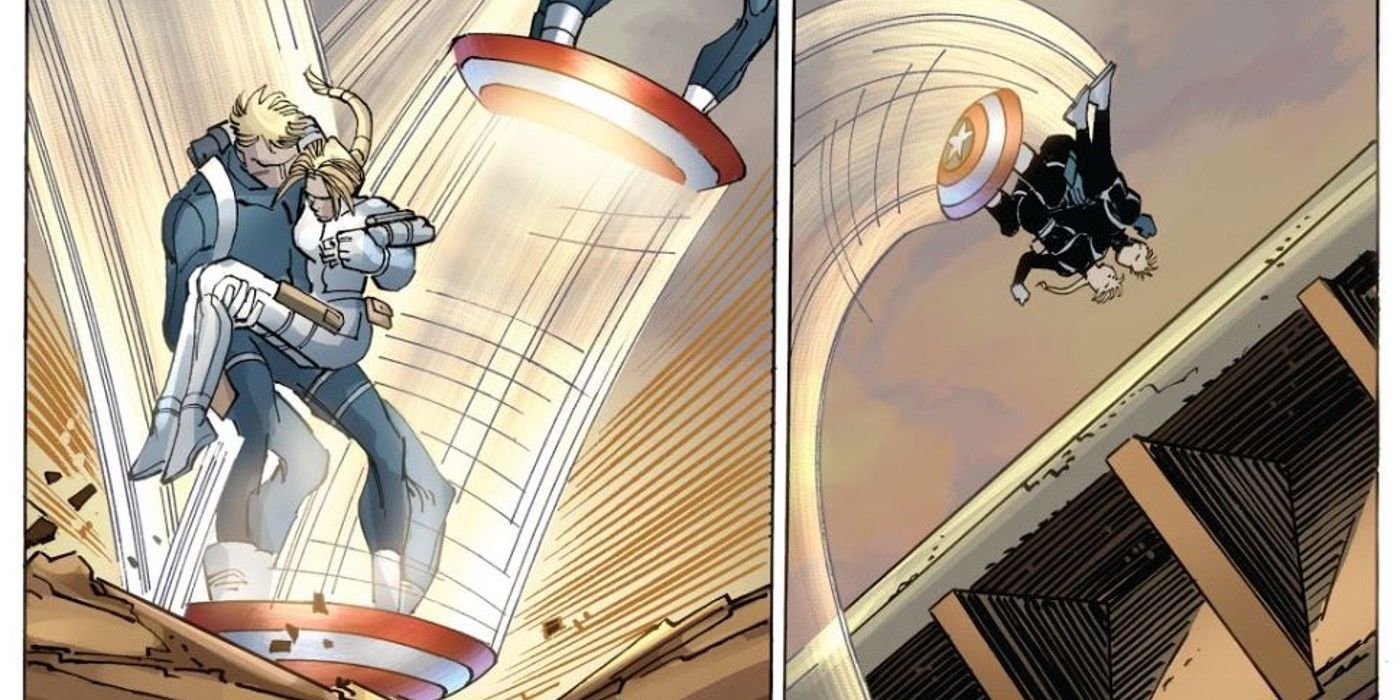 Captain America Bouncing on his Shield.