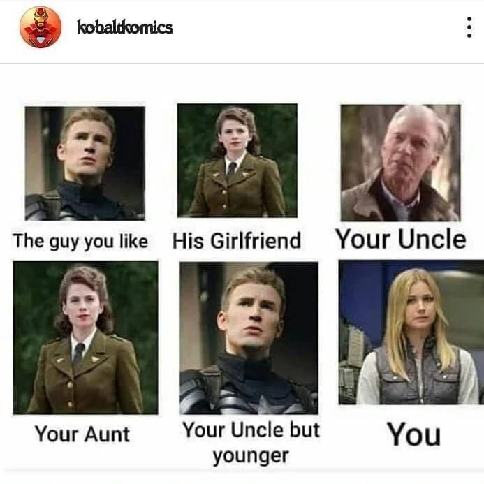 A meme about Steve, Peggy, and Sharon from the MCU.