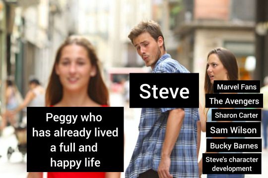 A meme about Steve and Peggy's relationship in the MCU.
