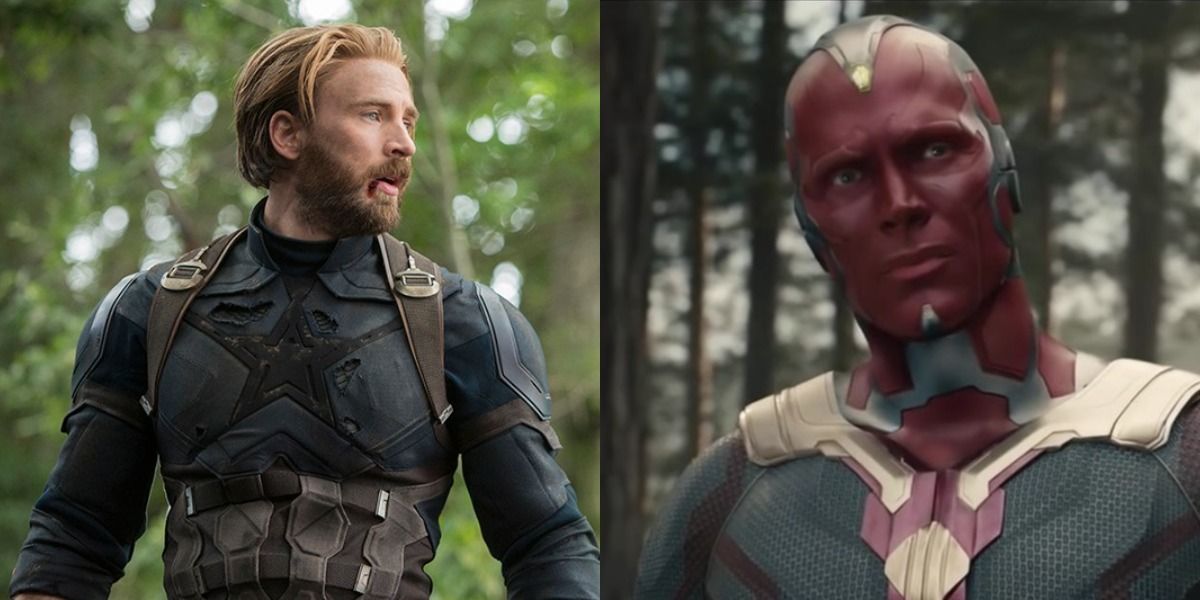 Split Image: Chris Evans As Steve Rogers and Paul Bettany as Vision in Infinity War