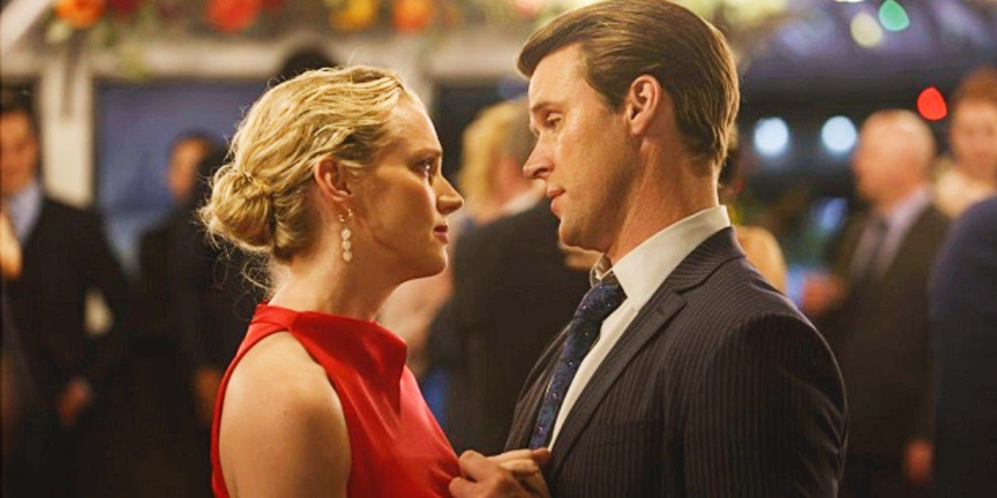 Brett and Casey dancing wearing formal attire in Chicago Fire