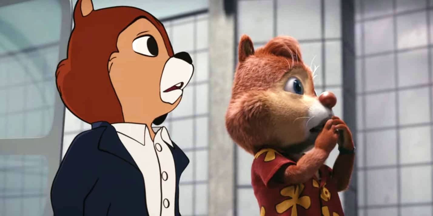 Chip and Dale look concerned in the new movie