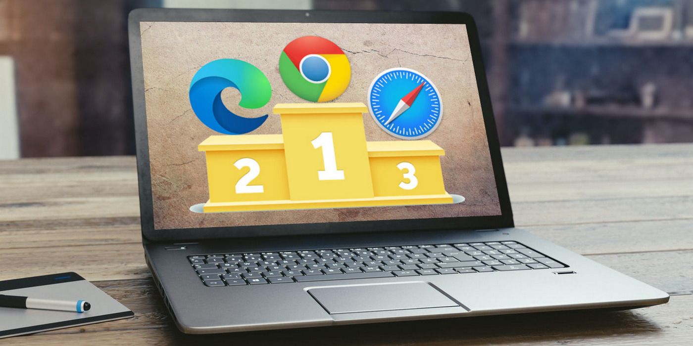 Chrome, MS Edge And Safari logos on a laptop