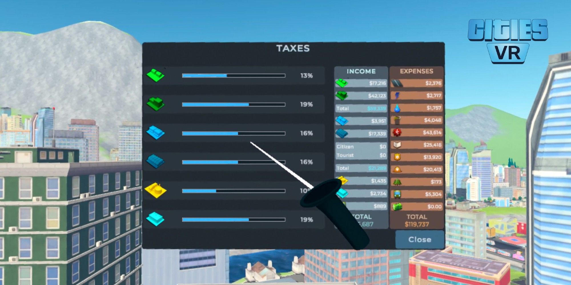 Cities VR settings and ordinances
