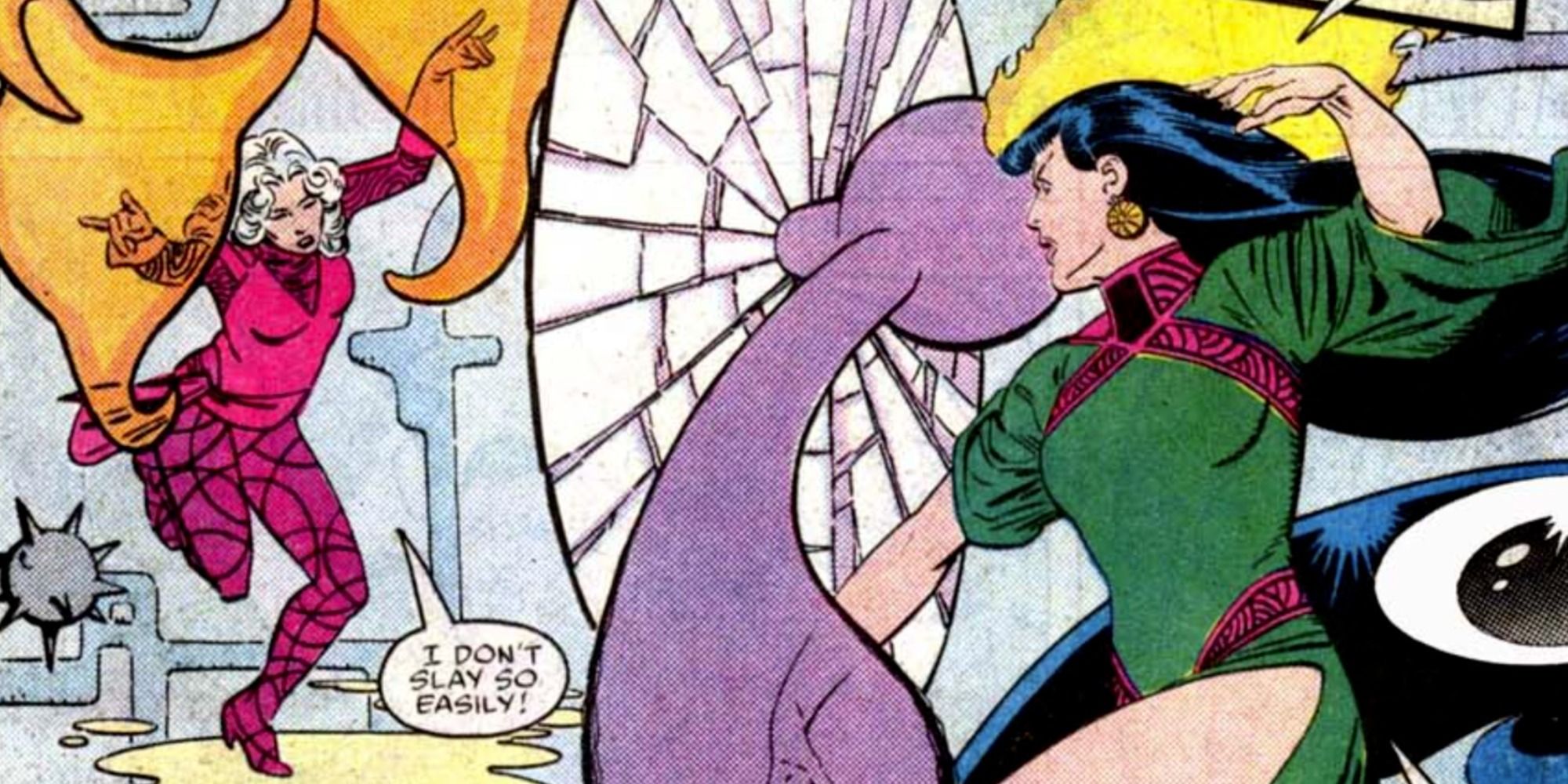 Clea fights Umar in Marvel Comics.