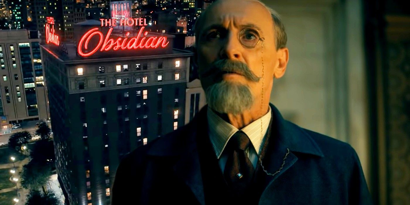 Colm Feore as Reginald Hargreeves and Hotel Obsidian in Umbrella Academy
