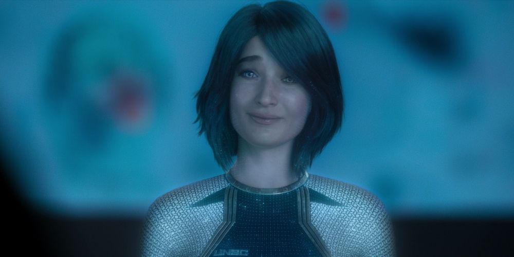 Cortana appears as her holographic version to chat with John in Halo