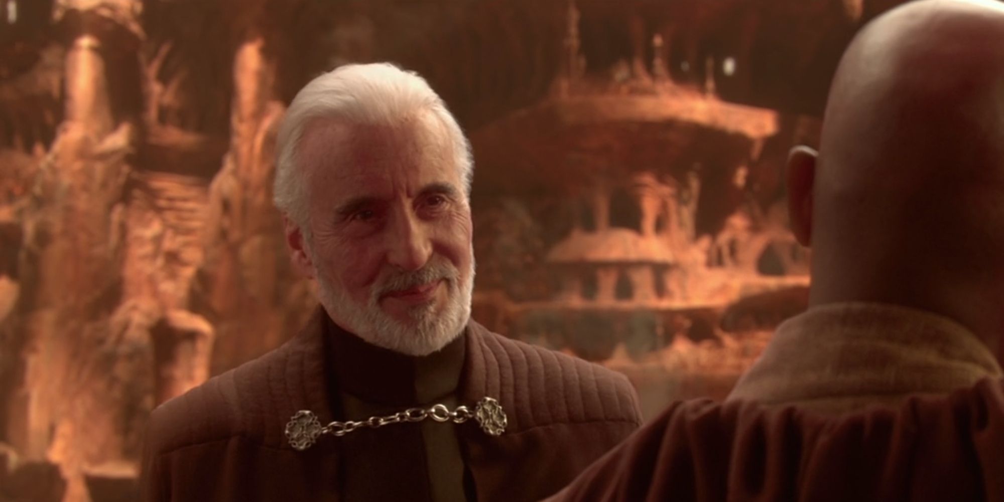Count Dooku greeting Mace Windu in Attack Of The Clones