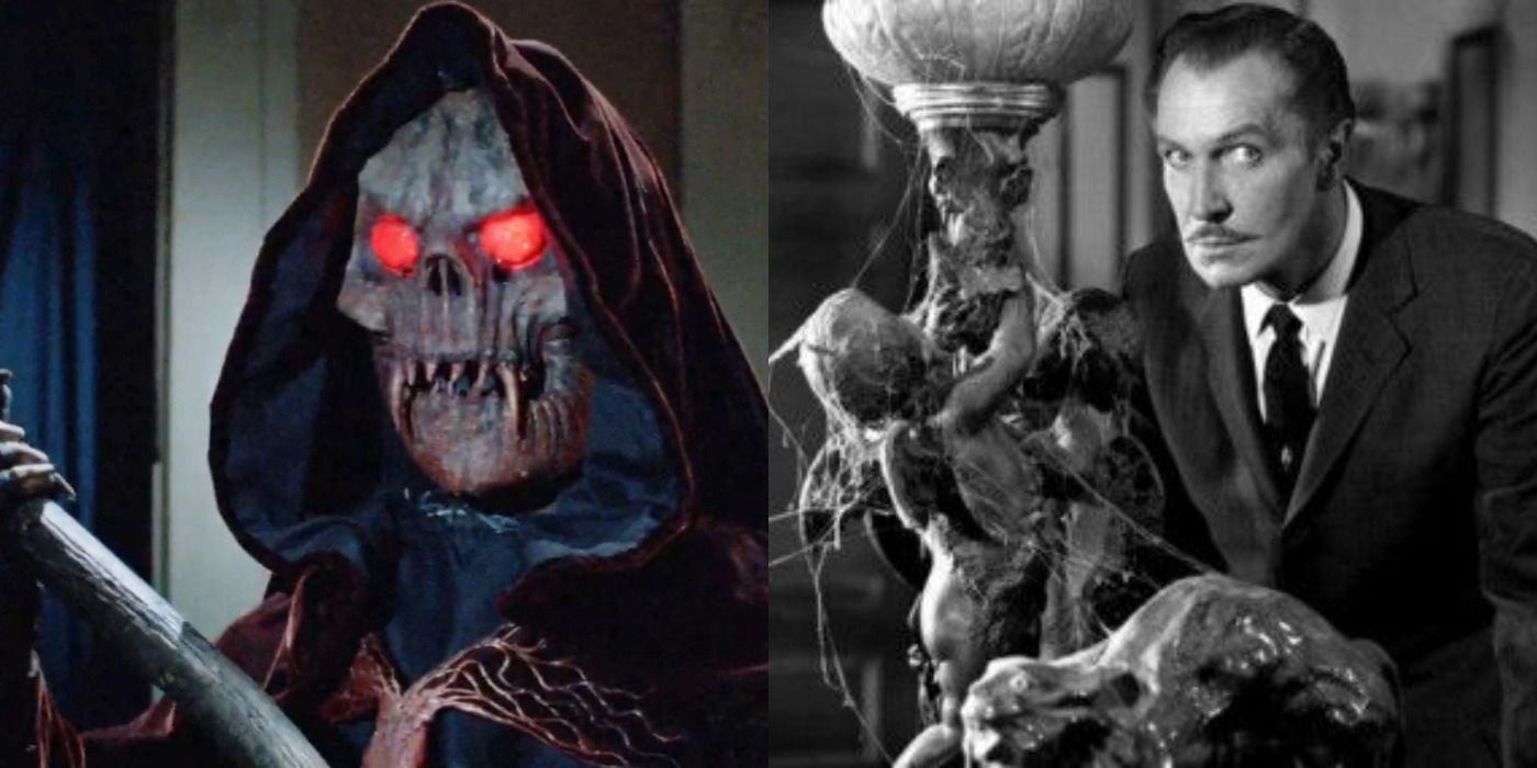 Split image of scenes from Spookies and House on Haunted Hill