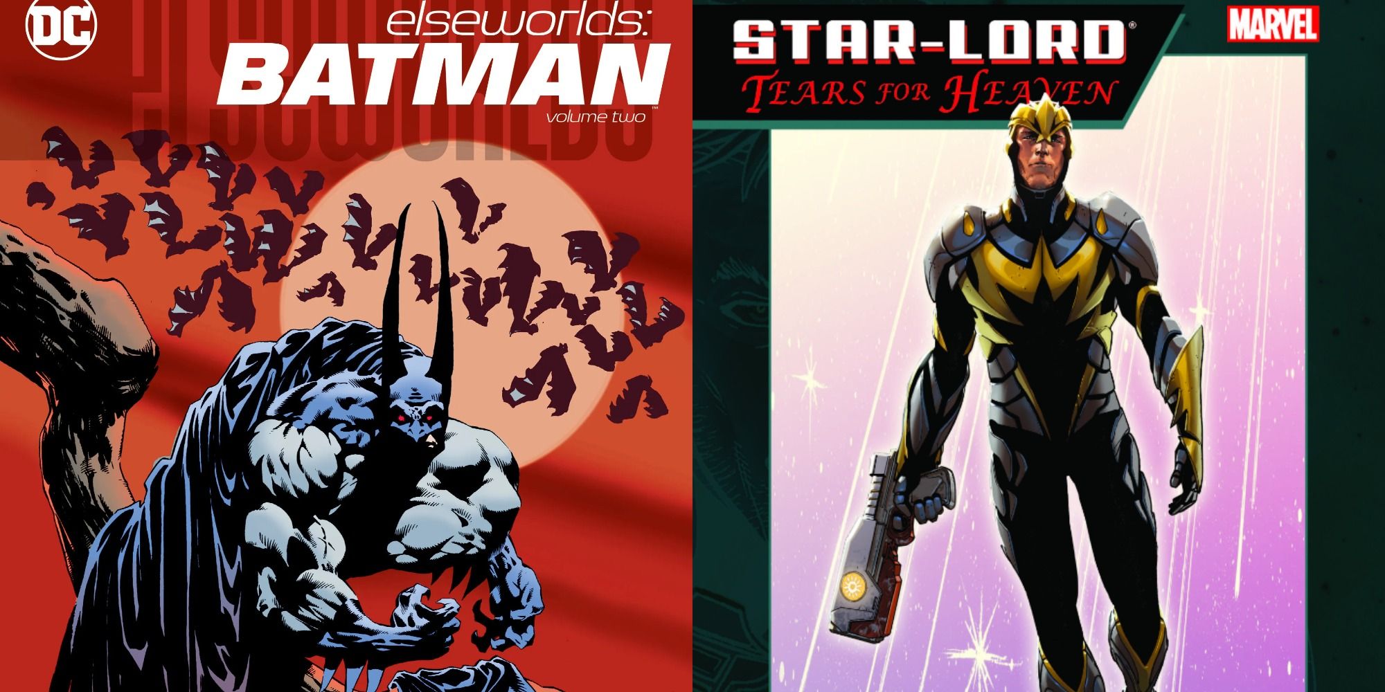 Split image showing covers for Batman: Red Rain and Star-Lord: Tears for Heaven.
