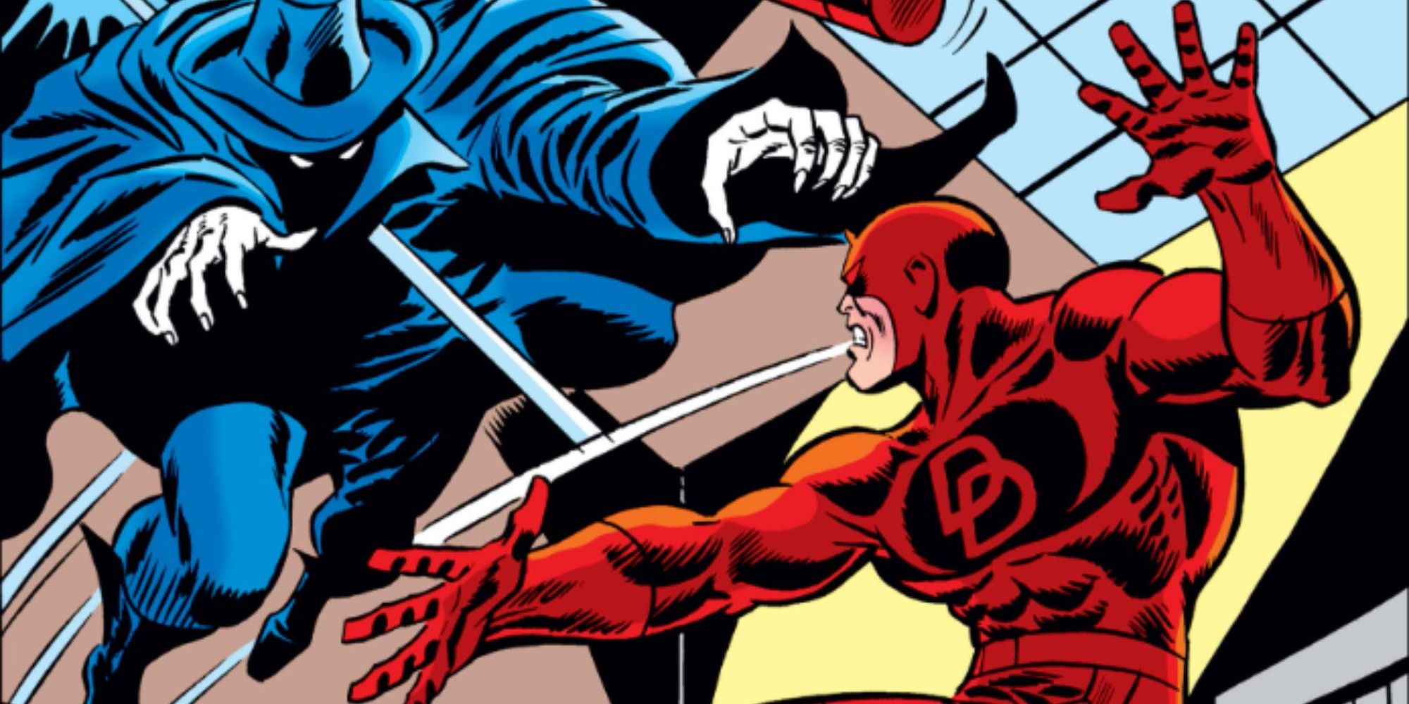 Daredevil fights Death Stalker in Marvel Comics.