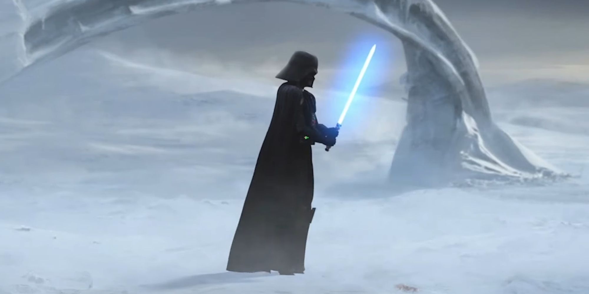 Darth Vader empunhando o sabre de luz de Ahsoka Tano em Star Wars The Clone Wars