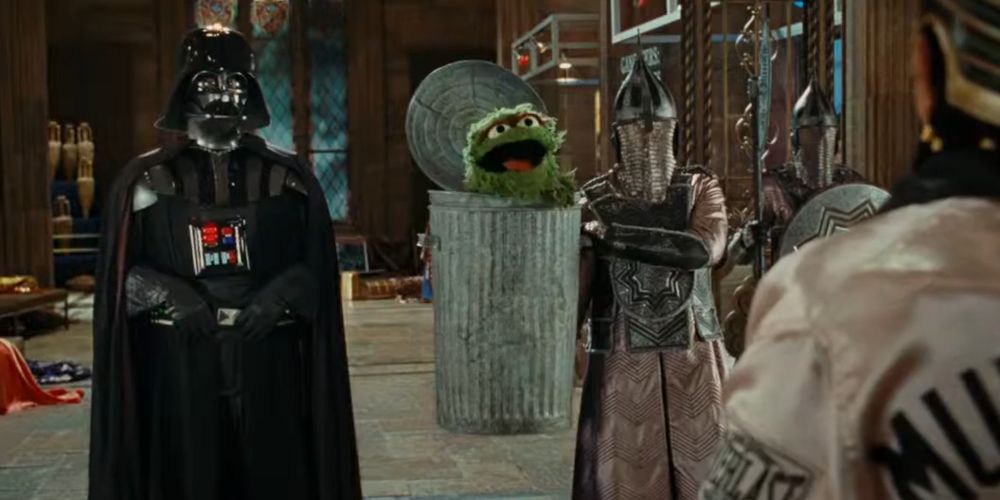 Darth Vader and Oscar the Grouch talk to Kahmunrah in Night at the Museum 2 Battle of the Smithsonian