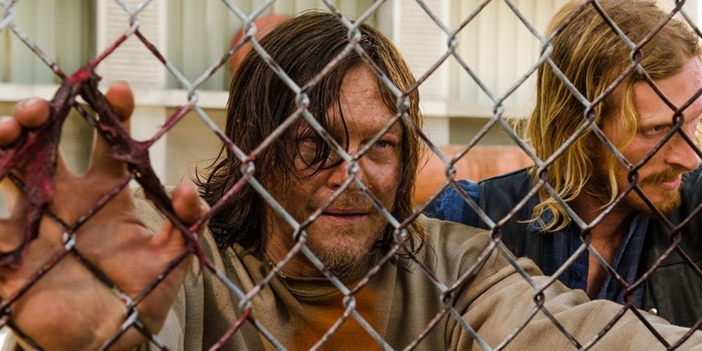Daryl behind bars in The Walking Dead 