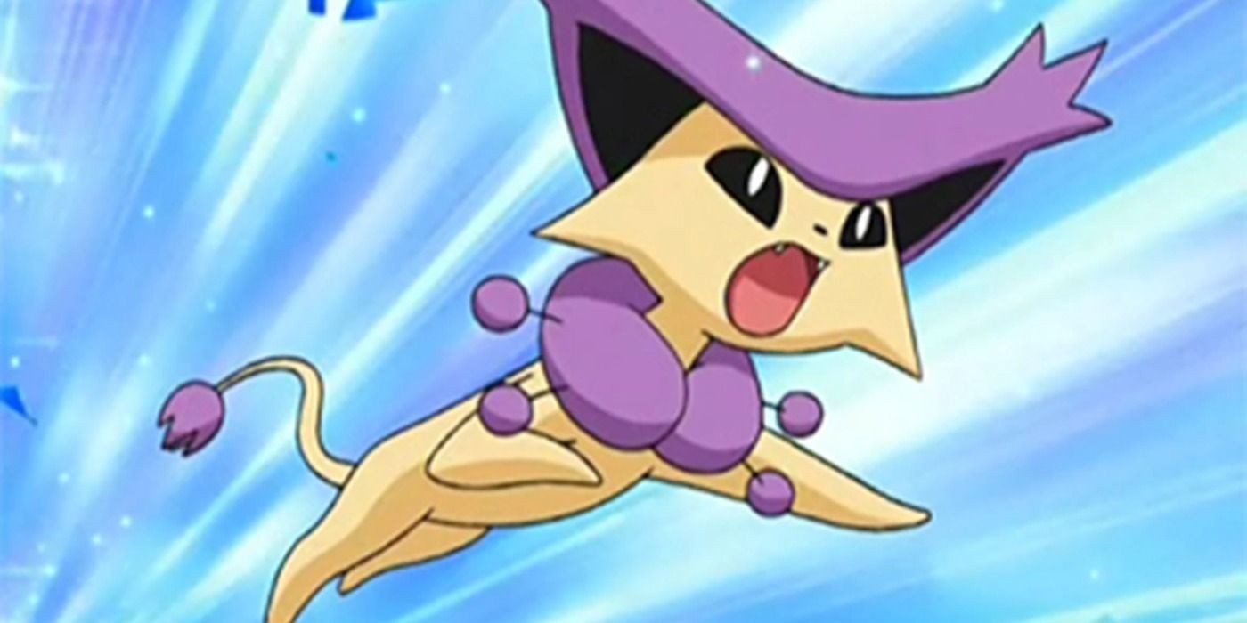 A Delcatty leaping into attack in the Pokémon anime.