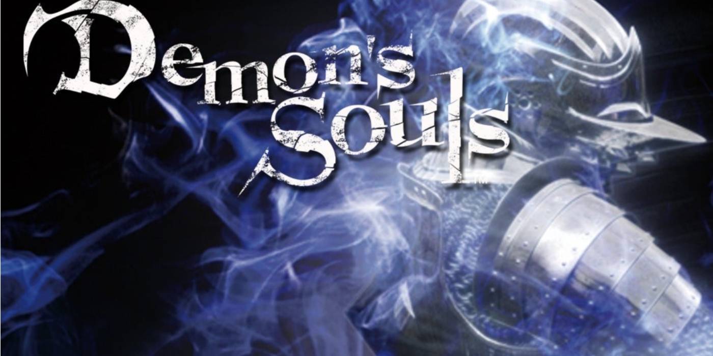 Um cavaleiro com o tom azul das almas na capa de Demon's Souls.