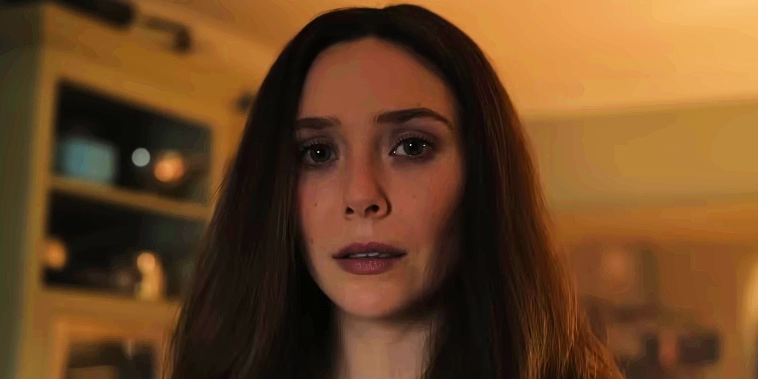 The Scarlet Witch looking at the camera in Doctor Strange 2.